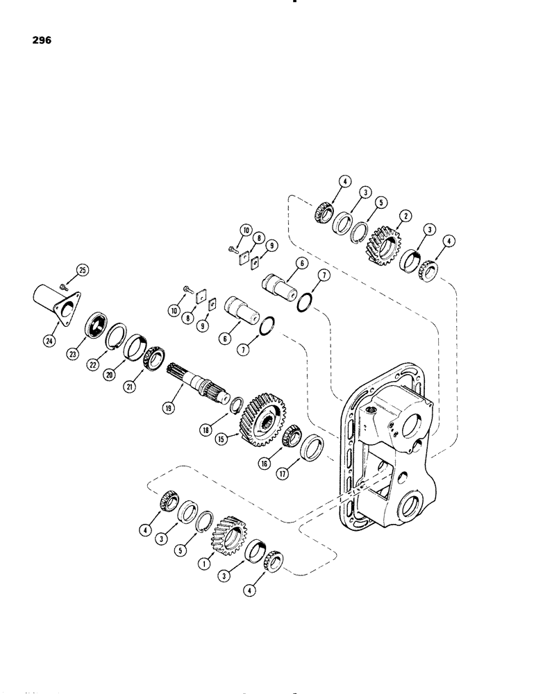 Схема запчастей Case IH 1270 - (296) - P.T.O. IDLERS AND OUTPUT SHAFT, FIRST USED P.I.N. 8811146 (06) - POWER TRAIN