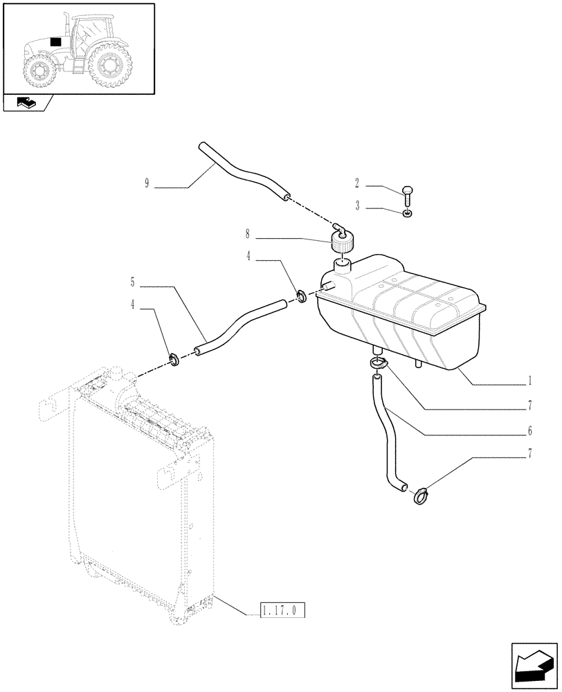 Схема запчастей Case IH PUMA 165 - (1.17.2) - COOLING - EXPANSION TANK (02) - ENGINE EQUIPMENT