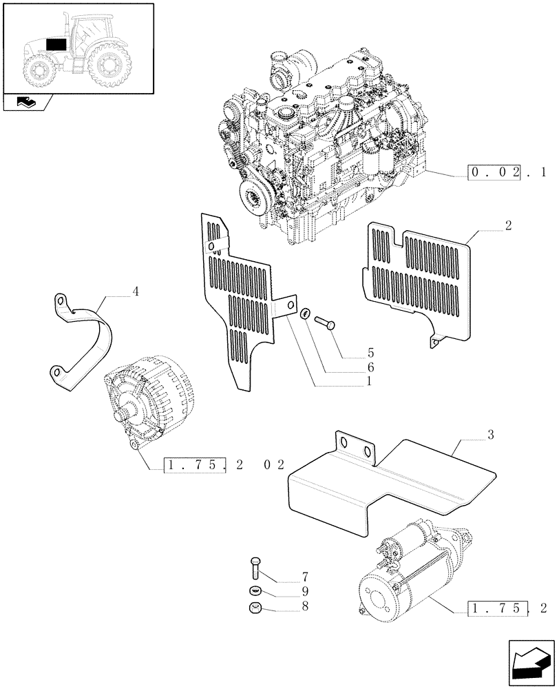 Схема запчастей Case IH PUMA 210 - (1.19.9) - ENGINE GUARD (02) - ENGINE EQUIPMENT