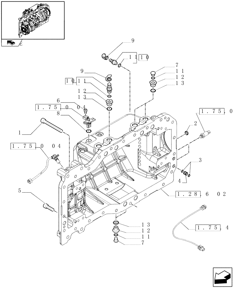 Схема запчастей Case IH PUMA 210 - (1.28.6[01]) - TRANSMISSION - HYDROSTATIC PUMP - SENSORS AND CAPS (03) - TRANSMISSION