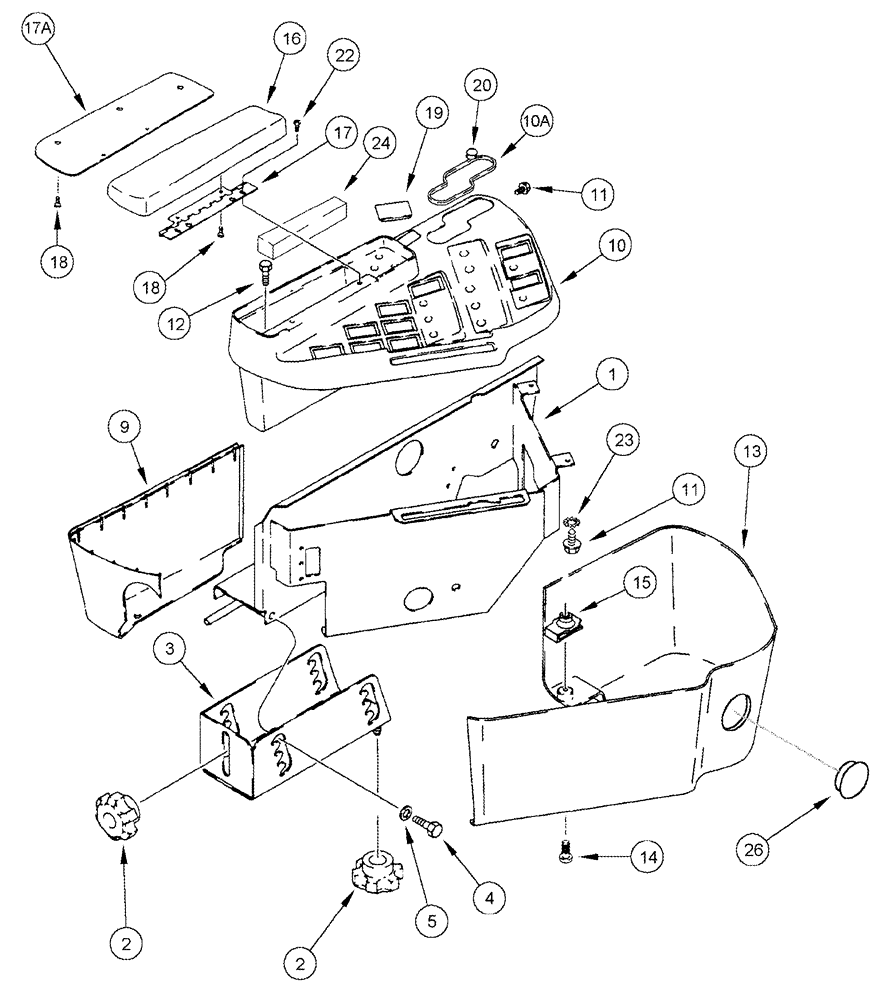 Схема запчастей Case IH CPX420 - (09E-08) - CAB - CONSOLE, RIGHT HAND (10) - CAB & AIR CONDITIONING