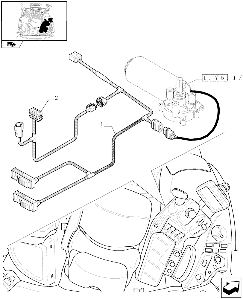 Схема запчастей Case IH MAXXUM 110 - (1.75.4[08]) - ARMREST CONTROL UNIT - ELECTRONIC ADJUSTMENT CONTROL - HARNESS (06) - ELECTRICAL SYSTEMS