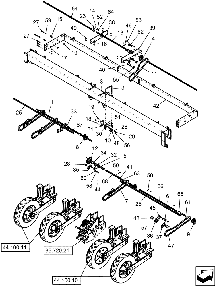 Схема запчастей Case IH 1220 - (35.720.04) - DRIVE SYSTEM - 6R RIGID TRAILING WITH DRY FERTILIZER (35) - HYDRAULIC SYSTEMS