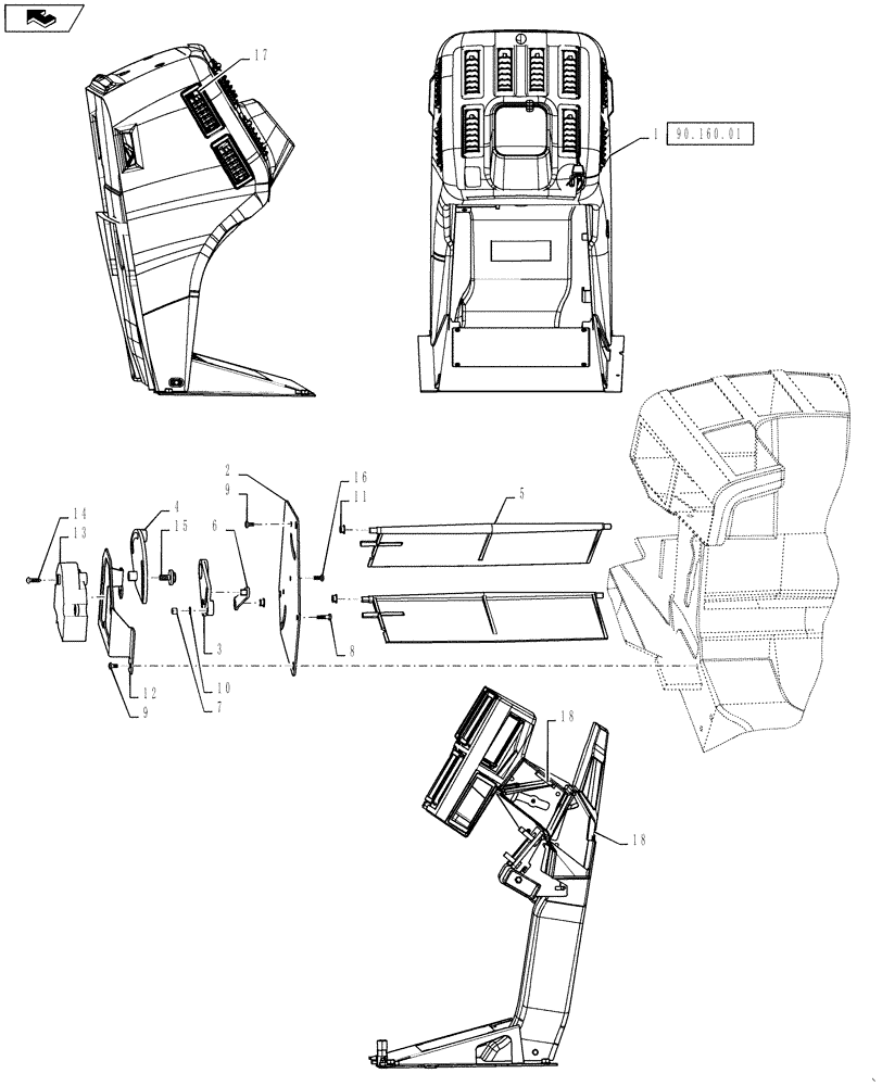 Схема запчастей Case IH TITAN 3030 - (50.206.07) - HVAC ASSEMBLY, FRONT CONSOLE (50) - CAB CLIMATE CONTROL