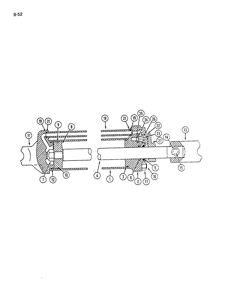 Схема запчастей Case IH 7200 - (8-52) - HYDRAULIC CYLINDER - WITH DUAL REAR PORTS, 2-1/2 ID X 8 INCH STROKE - IH (08) - HYDRAULICS