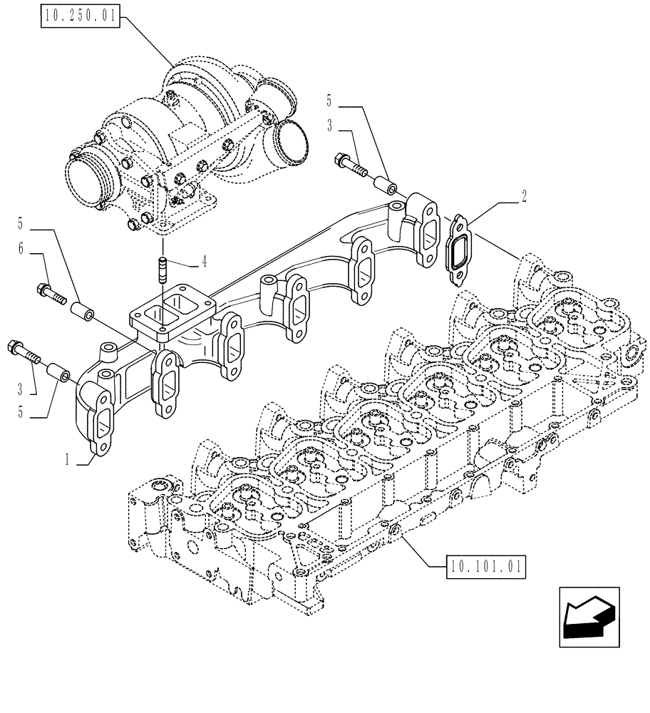 Схема запчастей Case IH P140 - (10.254.02) - EXHAUST MANIFOLD (10) - ENGINE