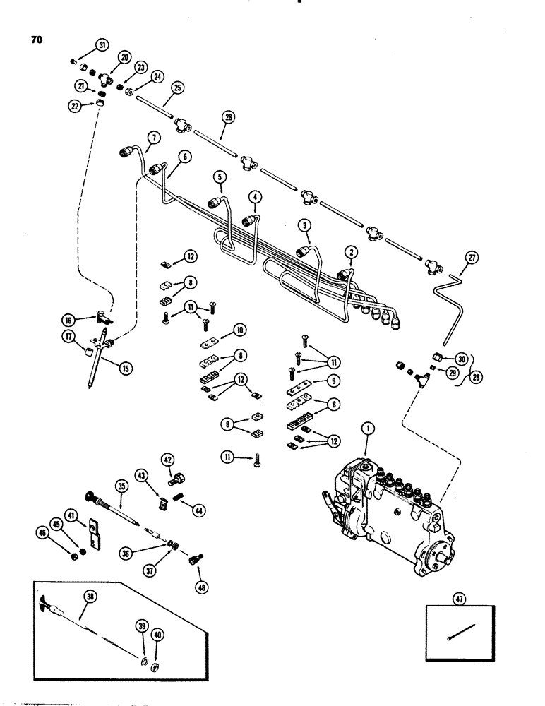 Схема запчастей Case IH 1070 - (0070) - FUEL INJECTION SYSTEM, 451B DIESEL ENGINE (03) - FUEL SYSTEM