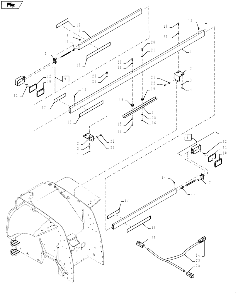 Схема запчастей Case IH STEIGER 350 - (55.404.03) - REAR LIGHT (55) - ELECTRICAL SYSTEMS