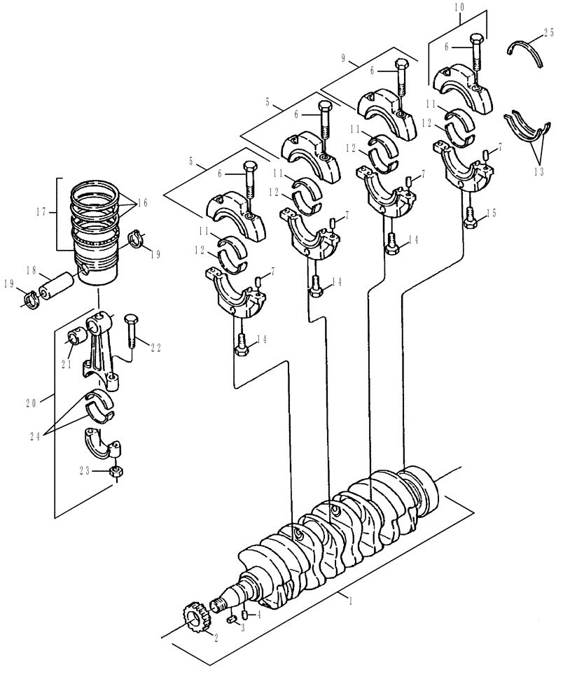 Схема запчастей Case IH 410 - (02-15) - CRANKSHAFT & PISTONS (02) - ENGINE