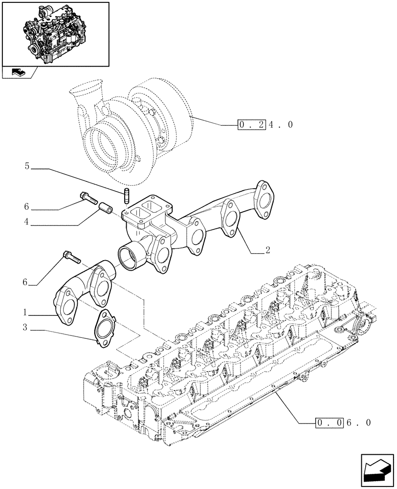 Схема запчастей Case IH PUMA 155 - (0.07.7) - EXHAUST MANIFOLD (01) - ENGINE