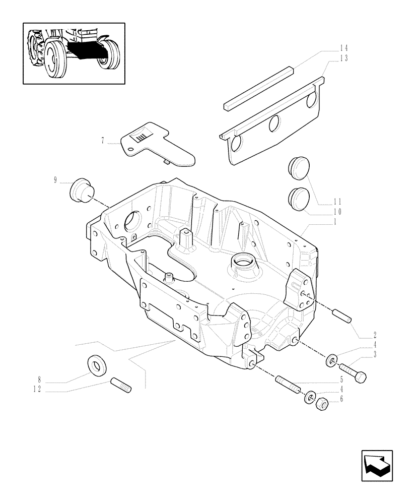 Схема запчастей Case IH MXU100 - (1.21.1/01[01A]) - 4WD SUPPORT FOR FRONT AXLE - D5379 (03) - TRANSMISSION