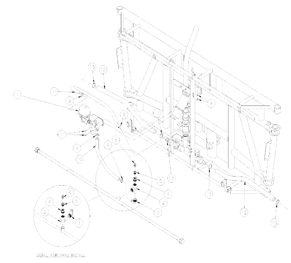 Схема запчастей Case IH SPX4260 - (09-012) - BOOM PLUMBING GROUP, 5 SECTION, CENTER SECTION, BOTH SPACINGS Liquid Plumbing