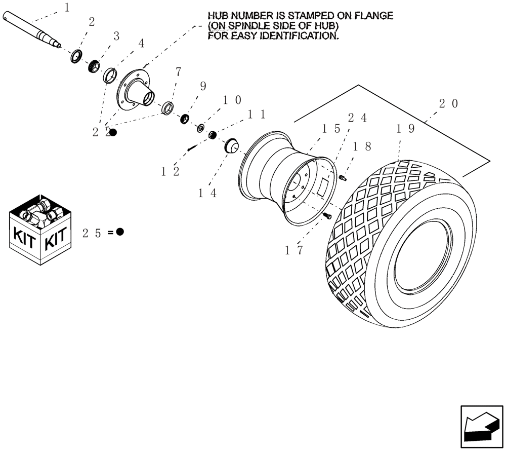 Схема запчастей Case IH ADX2180 - (D.50.C[03]) - FRONT DUAL CASTER WHEEL ASSEMBLY - 614 HUB AND SPINDLE D - Travel