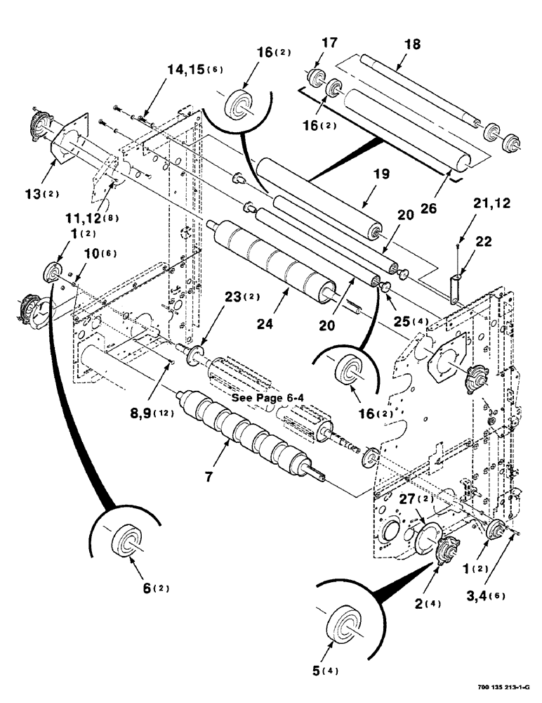 Схема запчастей Case IH RS451 - (6-02) - ROLLER ASSEMBLIES, UPPER (14) - BALE CHAMBER