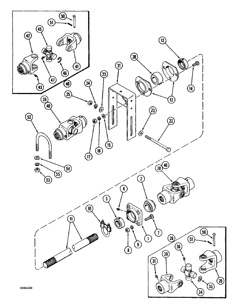 Схема запчастей Case IH 1682 - (9-004) - MAIN DRIVE SHAFT AND SUPPORTS (09) - CHASSIS ATTACHMENTS