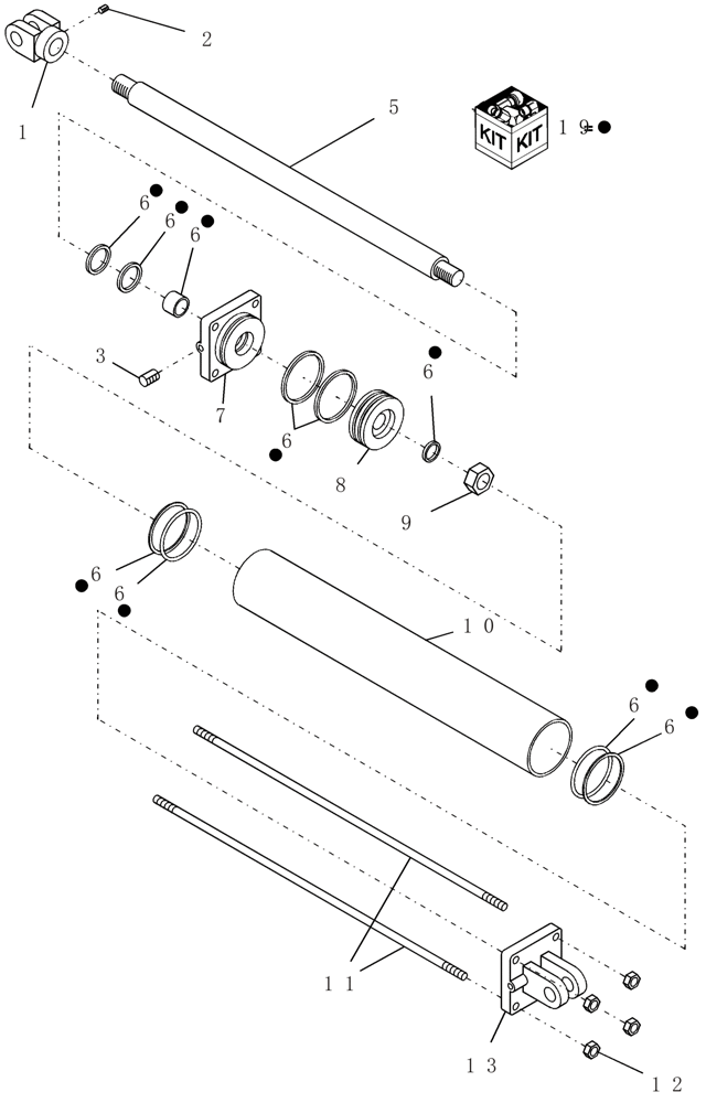 Схема запчастей Case IH 160 - (35.116.03) - HYDRAULIC - WHEELED BOOM - 4" X 24" CYLINDER PARTS (35) - HYDRAULIC SYSTEMS