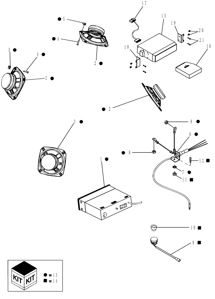 Схема запчастей Case IH MX285 - (04-36) - RADIOS, SPEAKERS AND ANTENNAS (04) - ELECTRICAL SYSTEMS