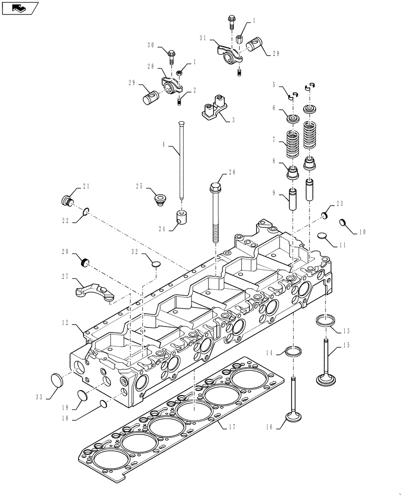 Схема запчастей Case IH MX275 - (02-20B) - CYLINDER HEAD - VALVE MECHANISM, MX275, MAGNUM 275, 8.3L ENGINE, BSN Z7RZ05009 (02) - ENGINE