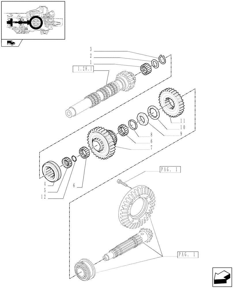 Схема запчастей Case IH FARMALL 75C - (1.32.1[02]) - CENTRAL REDUCTION GEARS (03) - TRANSMISSION