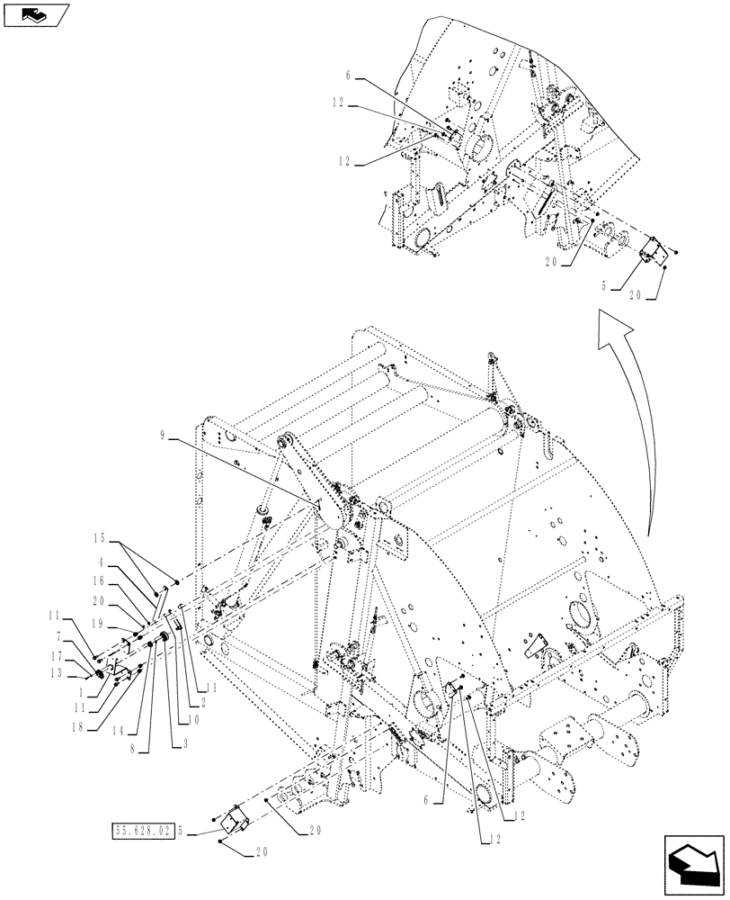 Схема запчастей Case IH RB455A - (55.628.01) - NET WRAP SENSOR (55) - ELECTRICAL SYSTEMS