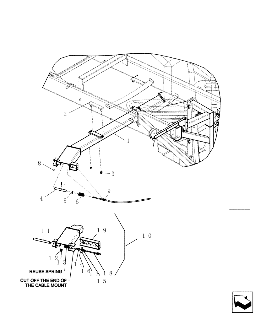 Схема запчастей Case IH 100 - (39.100.27) - WHEELED BOOM - LATCH AND CABLE (39) - FRAMES AND BALLASTING