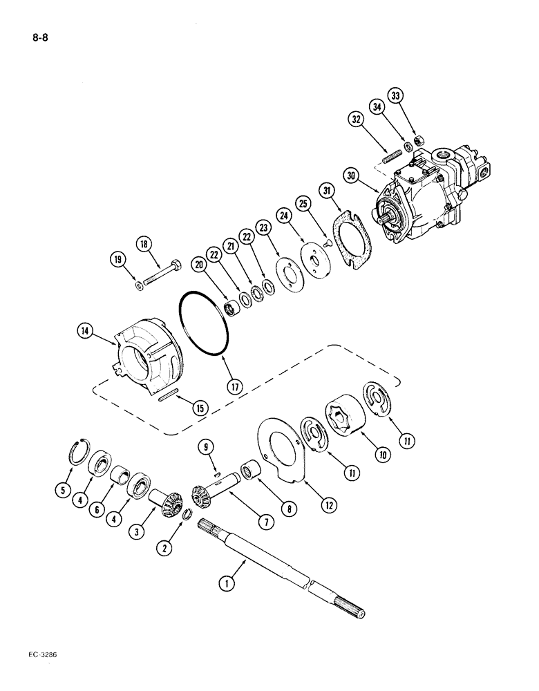 Схема запчастей Case IH 1896 - (8-08) - HYDRAULIC CHARGE PUMP AND DRIVE (08) - HYDRAULICS