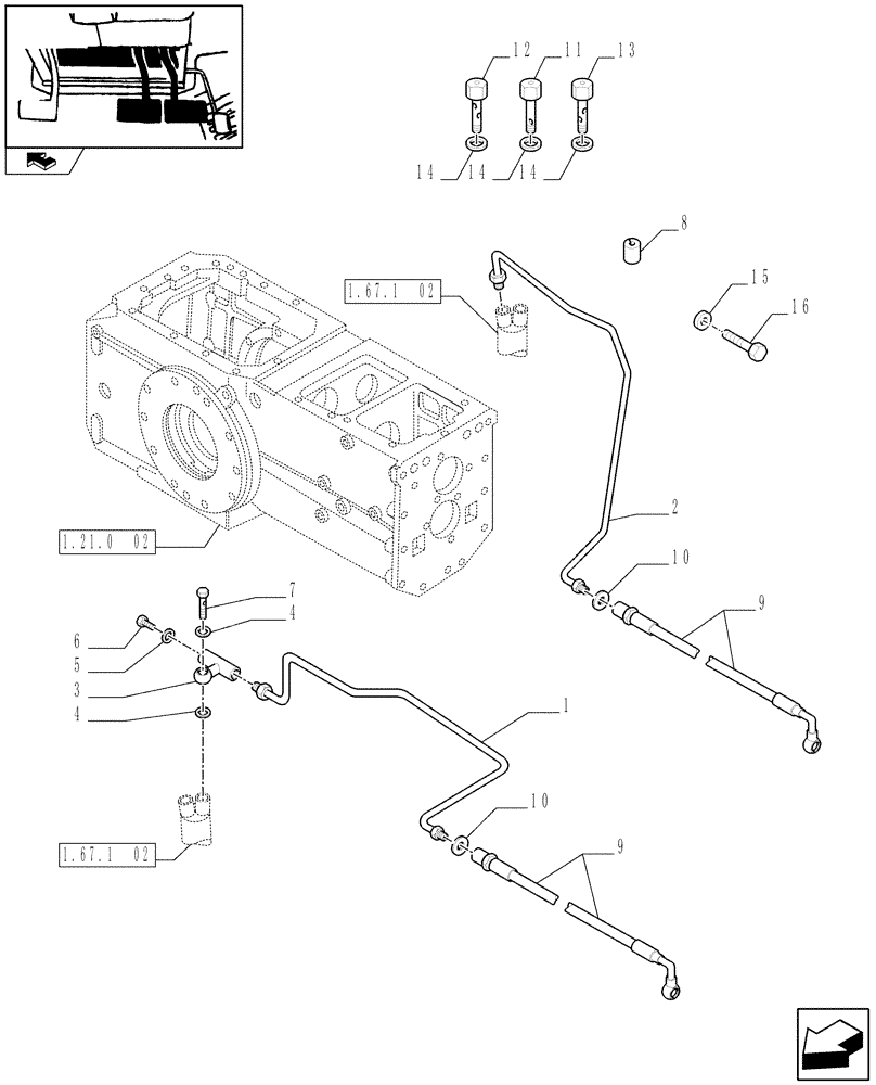 Схема запчастей Case IH FARMALL 60 - (1.92.68[02]) - BRAKE PIPING (10) - OPERATORS PLATFORM/CAB