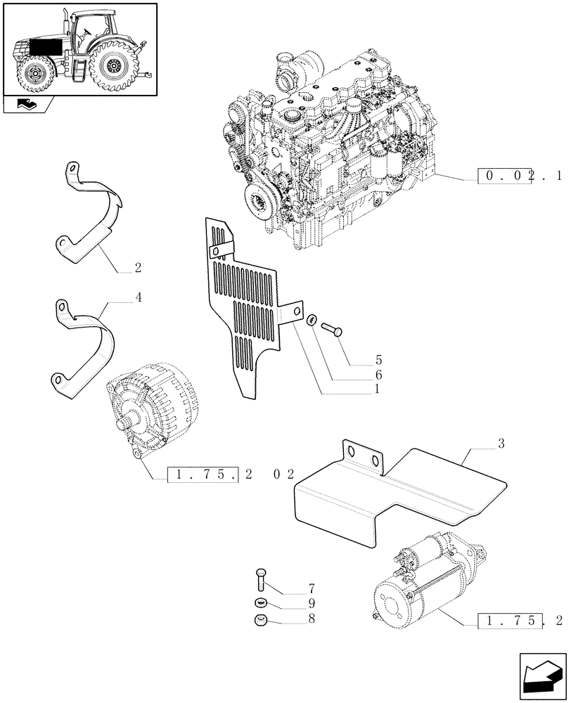 Схема запчастей Case IH PUMA 210 - (1.19.9/01) - (VAR.010/1-011/1) AIR BRAKE GUARDS (02) - ENGINE EQUIPMENT