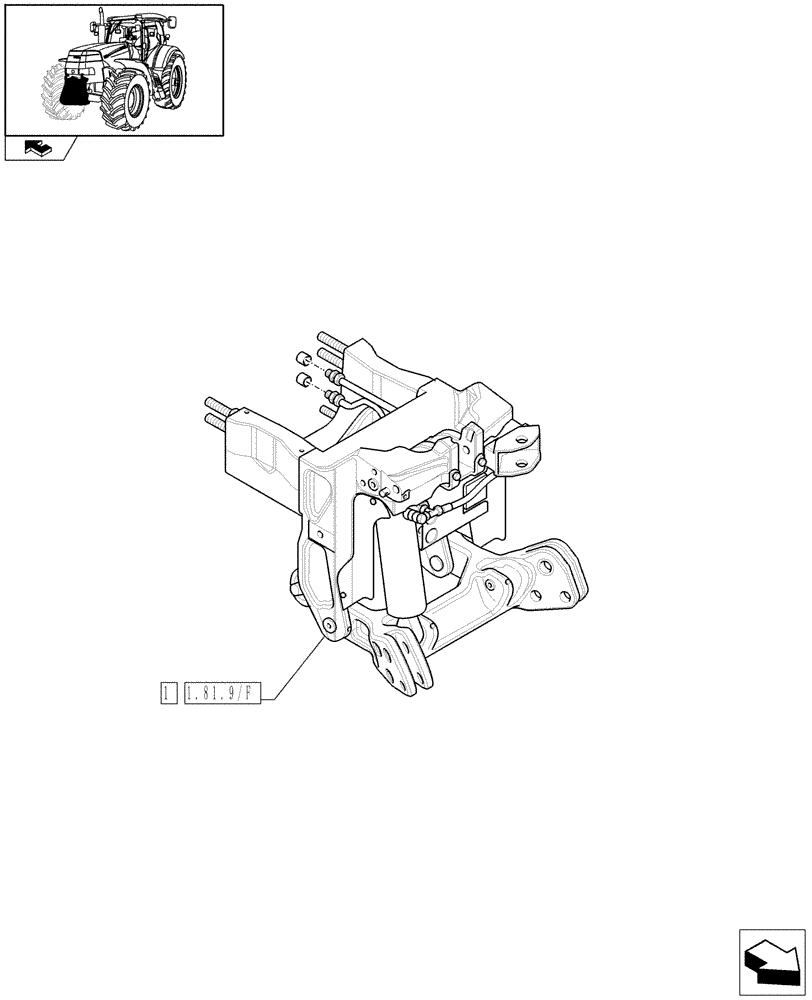 Схема запчастей Case IH PUMA 195 - (1.81.9[01B]) - (VAR.088) FRONT HPL FOR REAR REMOTES LESS PTO, LESS AUX. COUPLERS - LIFTER - D6897 (07) - HYDRAULIC SYSTEM