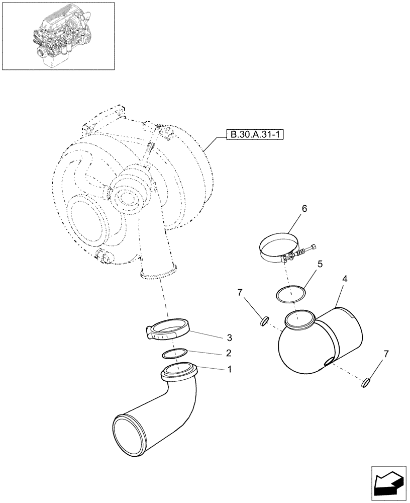 Схема запчастей Case IH AFX8010 - (B.30.A.38[2]) - TURBOBLOWER PIPES (500376112) B - Power Production