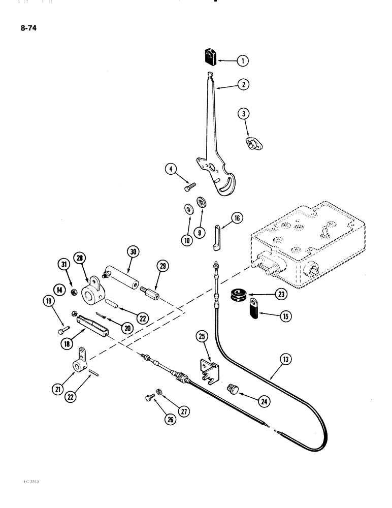 Схема запчастей Case IH 2096 - (8-074) - DEPTH SENSING CONTROL LINKAGE (08) - HYDRAULICS