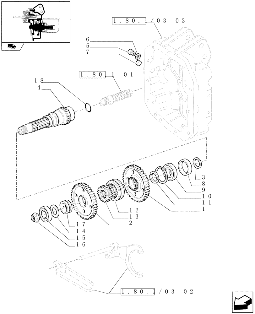 Схема запчастей Case IH PUMA 195 - (1.80.1/03[01]) - (VAR.335) PTO 540E/1000 RPM WITH INTERCHANGABLE SHAFTS - SHAFT AND GEARS (07) - HYDRAULIC SYSTEM