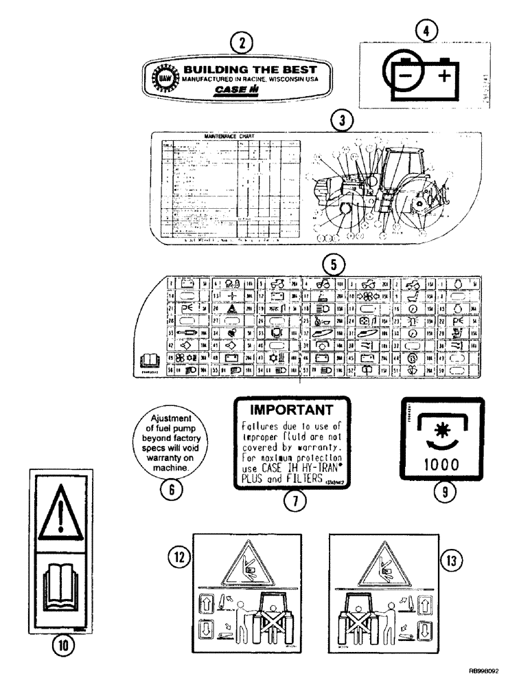 Схема запчастей Case IH MX200 - (9-174) - DECALS, RUSSIAN (09) - CHASSIS/ATTACHMENTS