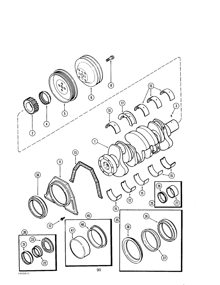 Схема запчастей Case IH 4390T - (090) - CRANKSHAFT, 4-390 AND 4T-390 ENGINE 