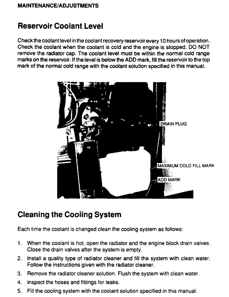 Схема запчастей Case IH 6590T - (032) - MAINTENANCE, ADJUSTMENTS, RESERVOIR COOLANT LEVEL 