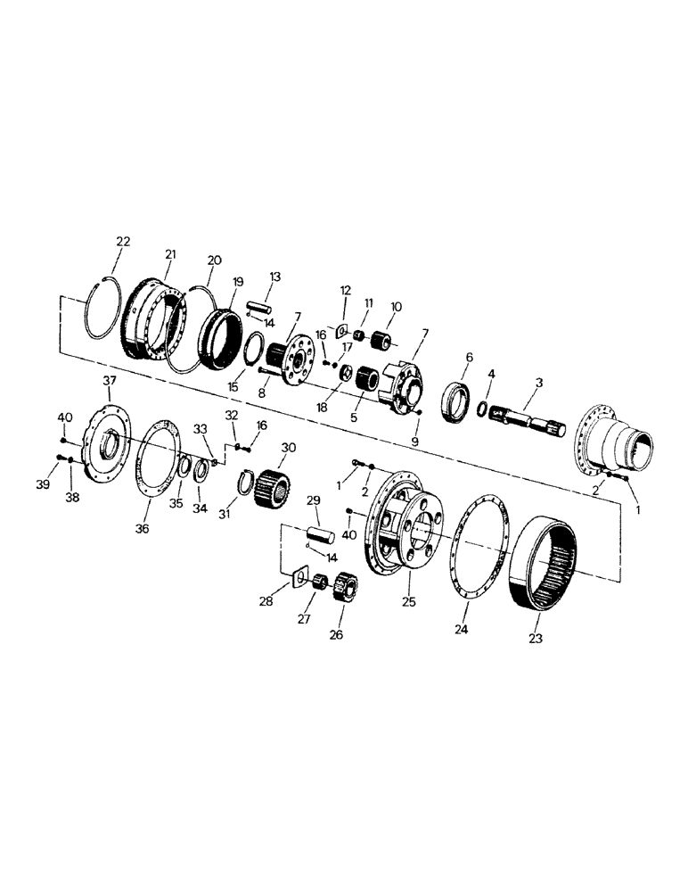 Схема запчастей Case IH KM-280 - (04-57) - PLANETARY ASSEMBLY, K598.20/30, BSN 3961 4/23/84 ONLY (04) - Drive Train