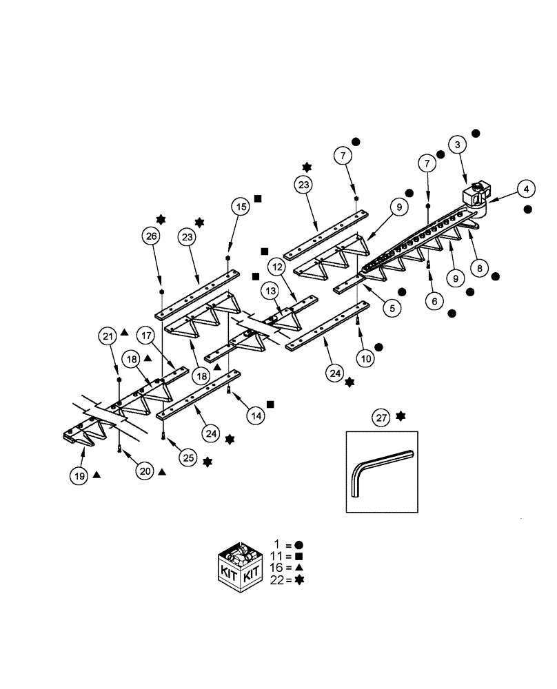 Схема запчастей Case IH 1010 - (09B-20[04]) - KNIFE ASSEMBLY KITS 3 INCH BOLTED COARSE SERRATIONS - 22.5 FOOT HEADER (09) - CHASSIS/ATTACHMENTS