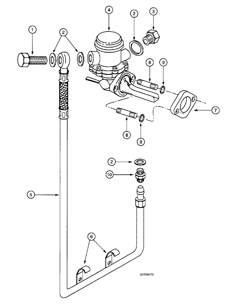 Схема запчастей Case IH D-310 - (5-102) - FUEL FEED PUMP AND CONNECTIONS, 616 AND 622 COTTON PICKERS 