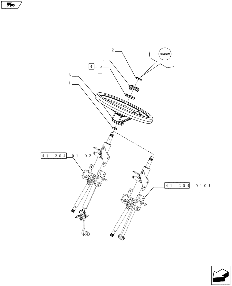 Схема запчастей Case IH FARMALL 65C - (41.204.01[01]) - STEERING WHEEL - W/CAB (41) - STEERING