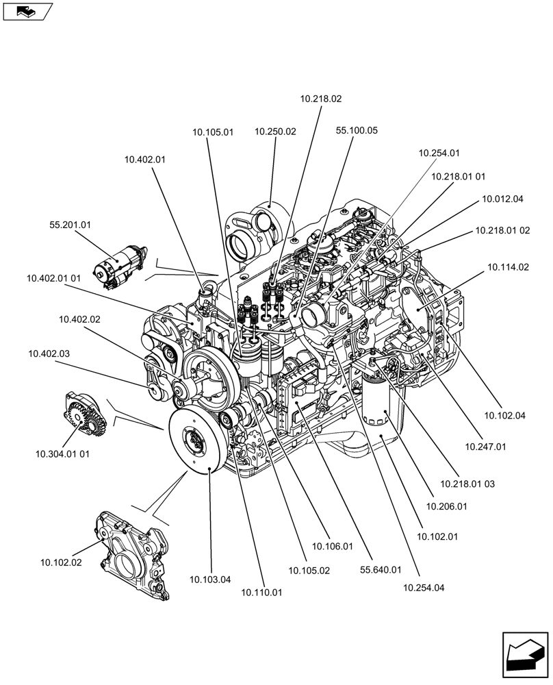 Схема запчастей Case IH F4HFE613T A004 - (10.000.01[01]) - ENGINE (504384900) (10) - ENGINE