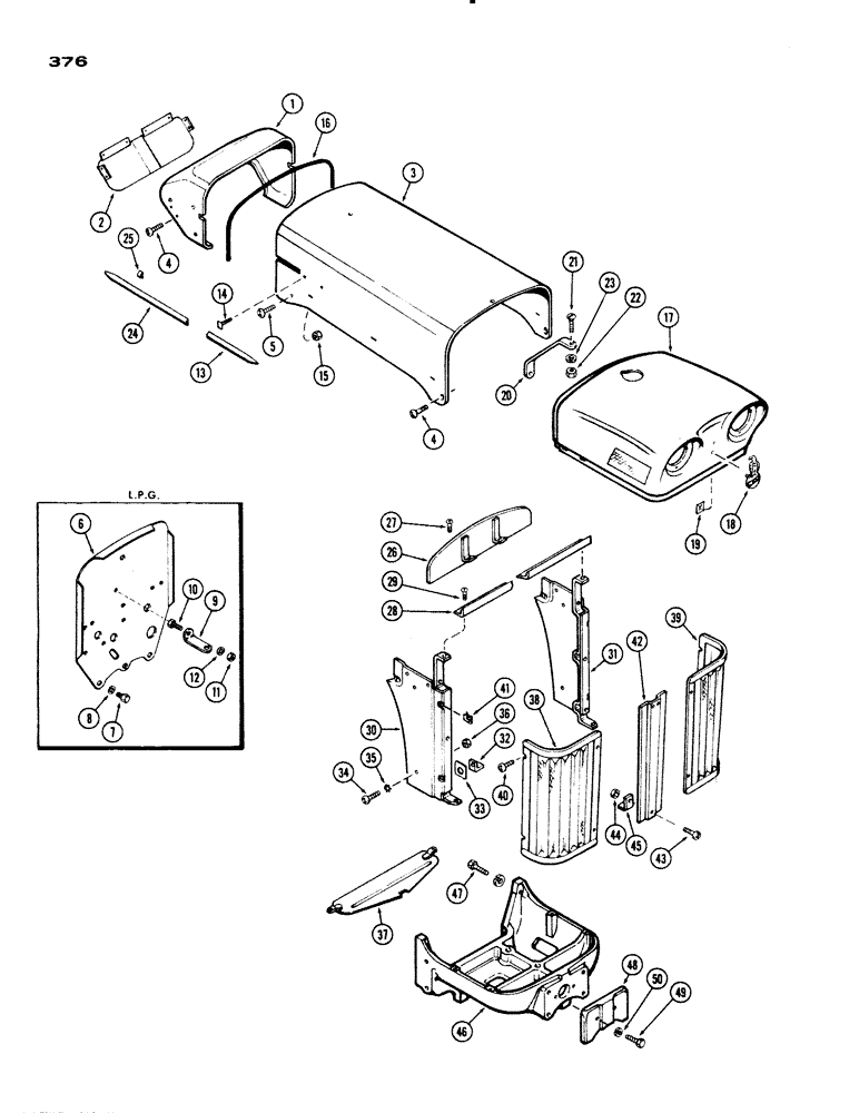 Схема запчастей Case IH 730 SERIES - (376) - HOOD AND PANELS, 730 GROVE (09) - CHASSIS/ATTACHMENTS