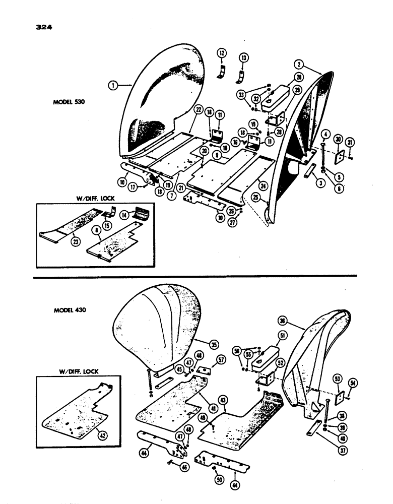 Схема запчастей Case IH 430 - (324) - FENDERS, PLATFORM AND TOOL BOX, 530 AND 430 MODELS, PRIOR TO S/N 8262800 (09) - CHASSIS