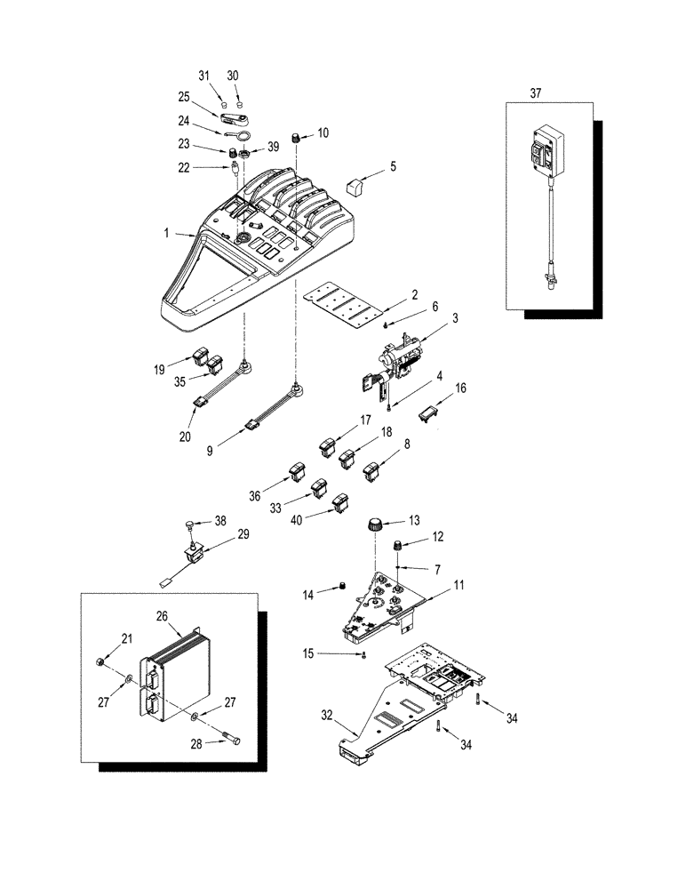 Схема запчастей Case IH STX425 - (04-01[01]) - CONTROLS - RIGHT HAND CONSOLE, ASN JEE0106701 (04) - ELECTRICAL SYSTEMS