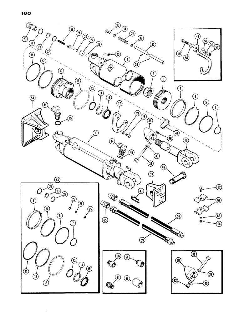 Схема запчастей Case IH 1030 - (160) - 4 INCH X 8 INCH REMOTE HYDRAULIC CYLINDER, WITH HYDRAULIC LIMIT STOP (08) - HYDRAULICS