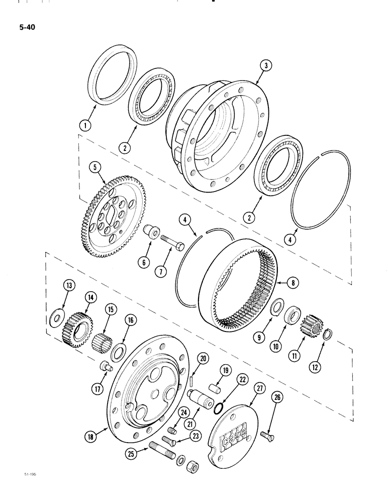 Схема запчастей Case IH 2096 - (5-040) - CARRARO MFD FRONT AXLE, P.I.N. 17898102 AND AFTER, PLANETARY GEARS AND HUBS (05) - STEERING