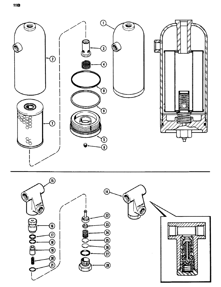 Схема запчастей Case IH 970 - (118) - STEERING & BRAKE VALVE SYSTEM, G32017 OIL FILTER (05) - STEERING