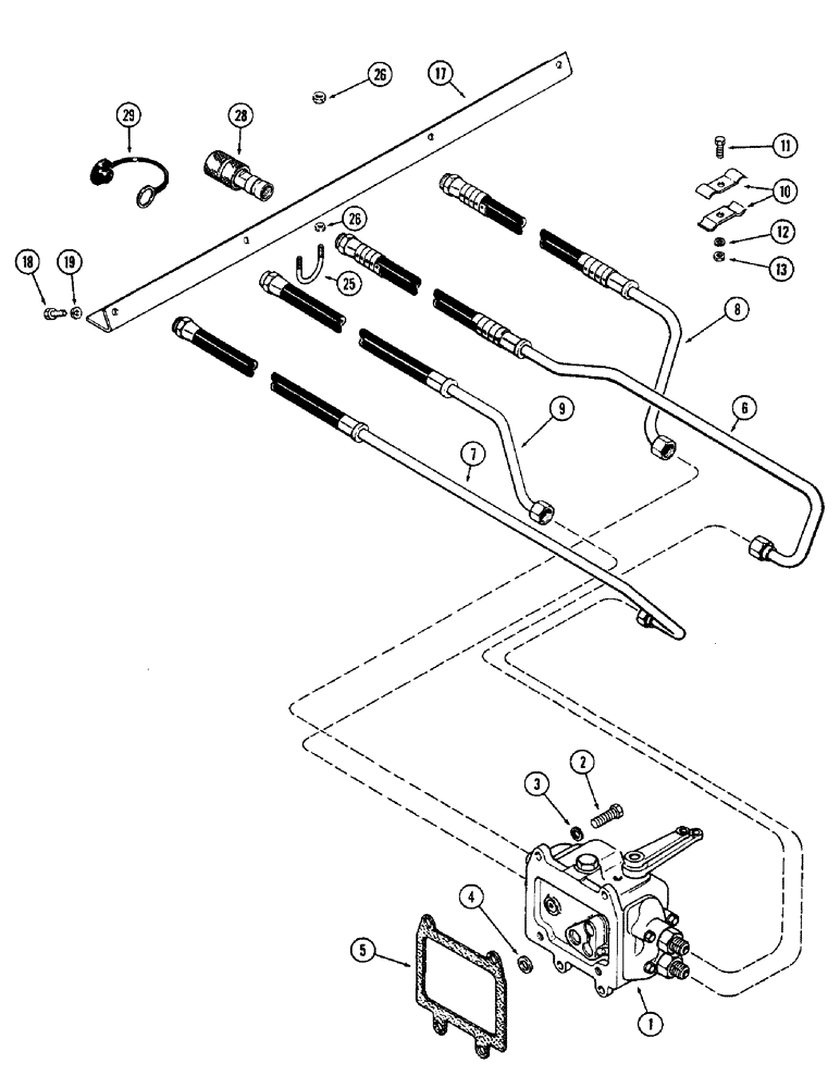 Схема запчастей Case IH 1570 - (190) - LEFT HAND REMOTE TUBES AND COUPLINGS (08) - HYDRAULICS