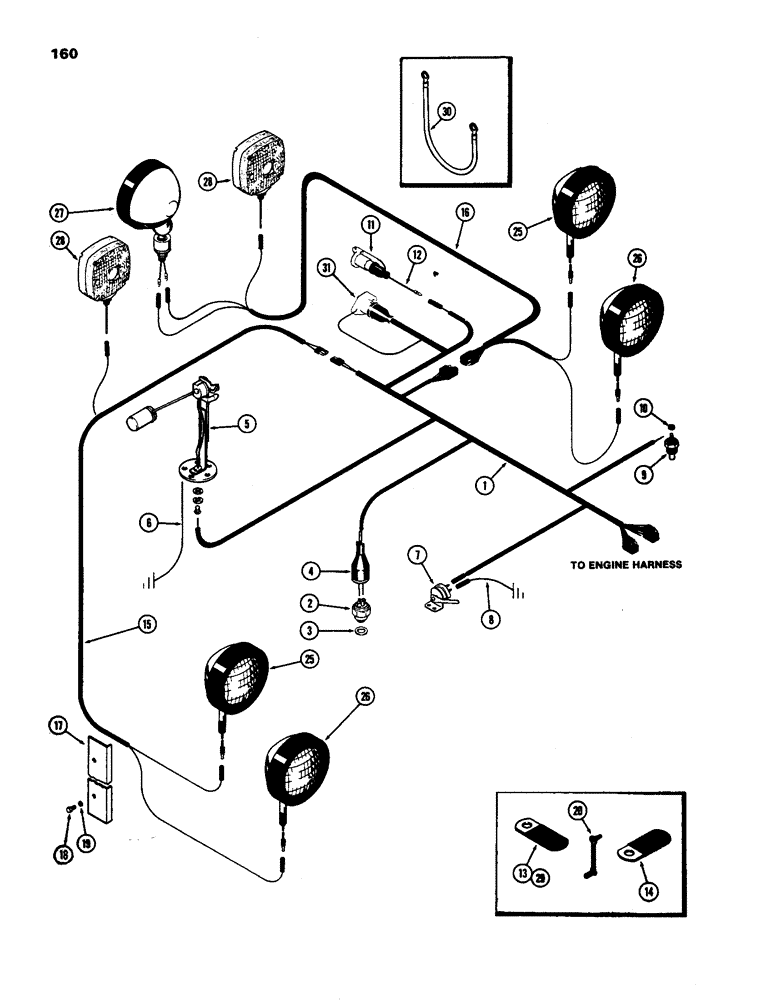 Схема запчастей Case IH 970 - (160) - TRANSMISSION HARNESS, 377B SPARK IGNITION ENGINES (04) - ELECTRICAL SYSTEMS