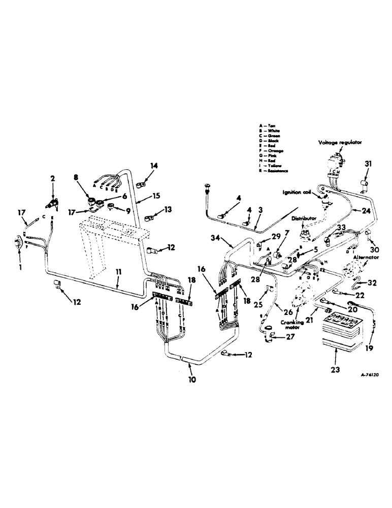 Схема запчастей Case IH 303 - (414) - C-221 ENGINE, 3-9/16 X 3-11/16, ELECTRICAL SYSTEM, WIRING DIAGRAM COMBINE SERIAL NO. 9248 AND ABOVE (10) - ENGINE