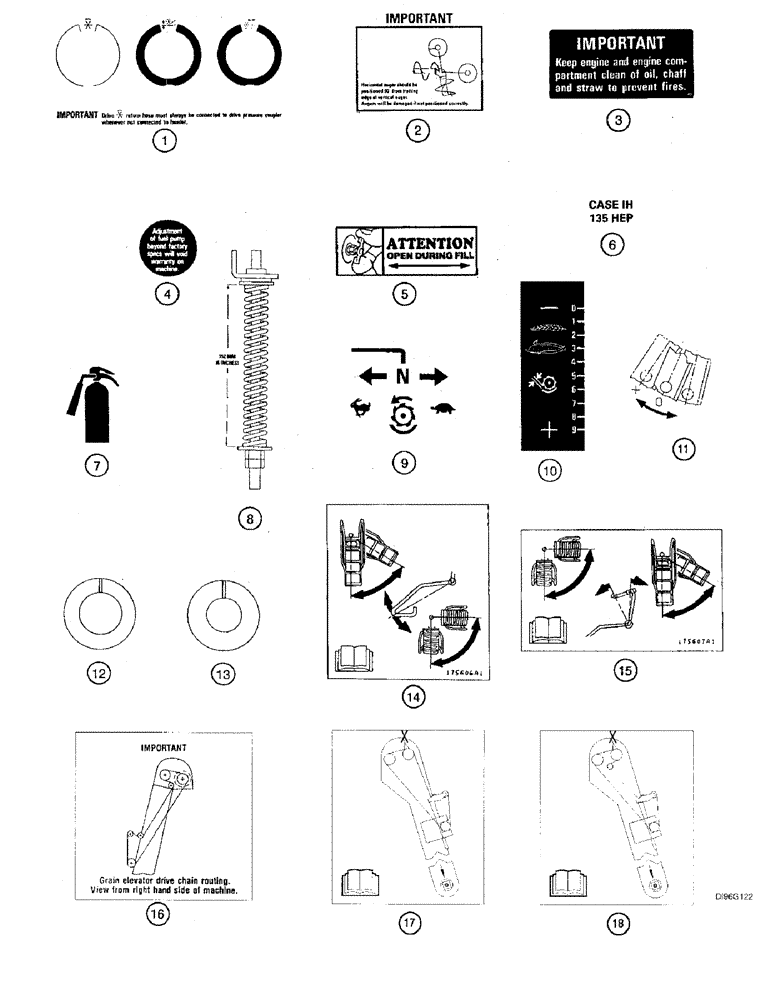 Схема запчастей Case IH 2144 - (9H-40) - DECALS, IMPORTANT INSTRUCTIONS AND INFORMATION DECALS (12) - CHASSIS